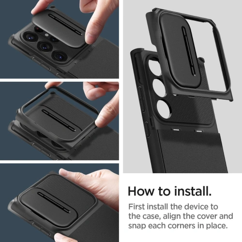 Kup Case Spigen Optik Armor Samsung Galaxy S23 Ultra Schwarz - SPN2735 - {ean13} - Sklep Home Screen