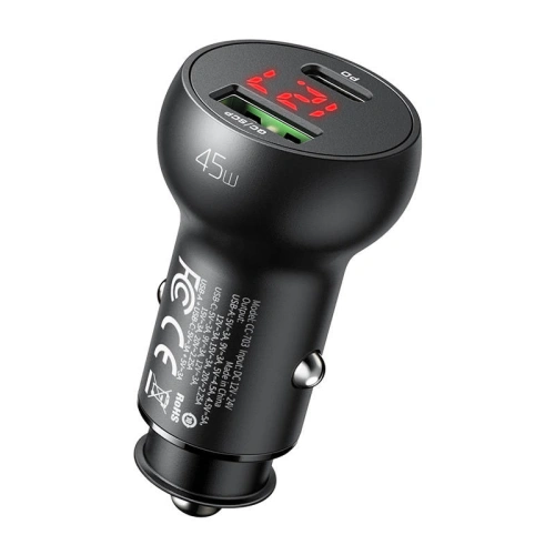 Kup Autonabíječka Mcdodo CC-7030, USB + USB-C, s displejem, 45W (černá) - MDD67 - {ean13} - Sklep Home Screen