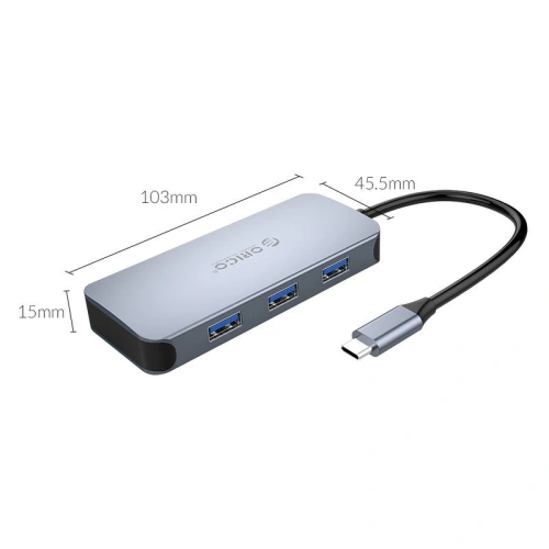 Buy Orico Adapter Hub 6in1 HDMI 4K + 3x USB 3.0 + RJ45+ USB-C PD 100W - ORC78 - {ean13} - Home Screen Store Europe