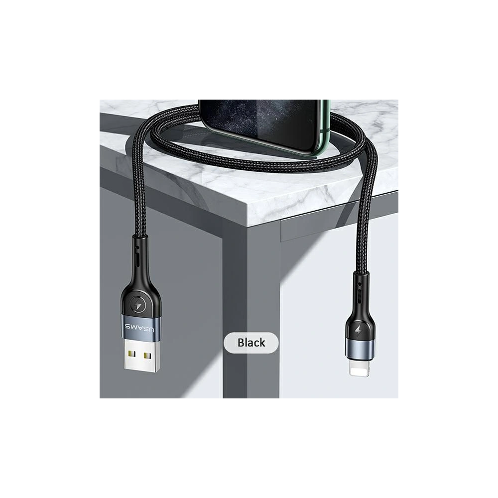 Kabel USAMS U55 USB-A/Lightning czarny/black 2A 1m (US-SJ448)