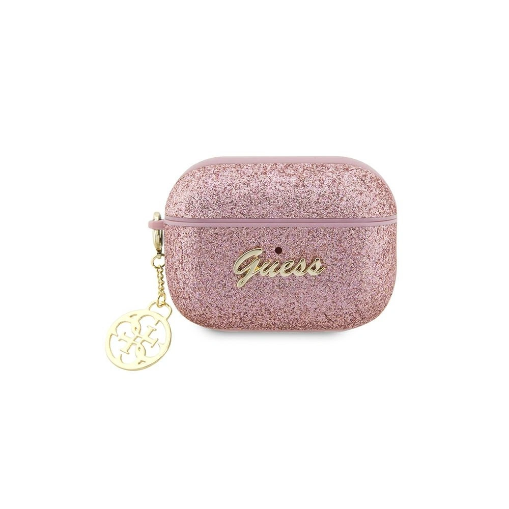 Etui Guess GUAP2GLGSHP Apple AirPods Pro 2 cover różowy/pink Glitter Flake 4G Charm