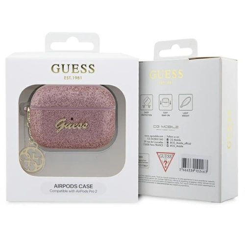 Kup Etui Guess GUAP2GLGSHP Apple AirPods Pro 2 husa roz/pink Glitter Flake 4G Charm - GUE2395 - {ean13} - Sklep Home Screen