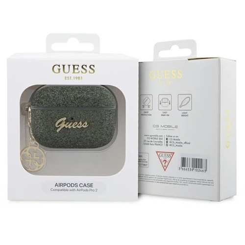 Kup Etui Guess GUAP2GLGSHA Apple AirPods Pro 2 borító zöld/khaki Glitter Flake 4G Charm - GUE2397 - {ean13} - Sklep Home Screen