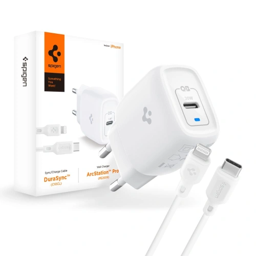 Kup Încărcător de rețea Spigen PE2C10CL Încărcător de rețea cu 1 port PD 20W + cablu USB-C/Lightning 100cm Alb - SPN2742 - {ean13} - Sklep Home Screen