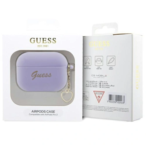 Kup Etui Guess GUAP2LSCHSU Apple AirPods Pro 2 obal purpurový/purple silikonový přívěsek srdce kolekce - GUE2402 - {ean13} - Sklep Home Screen