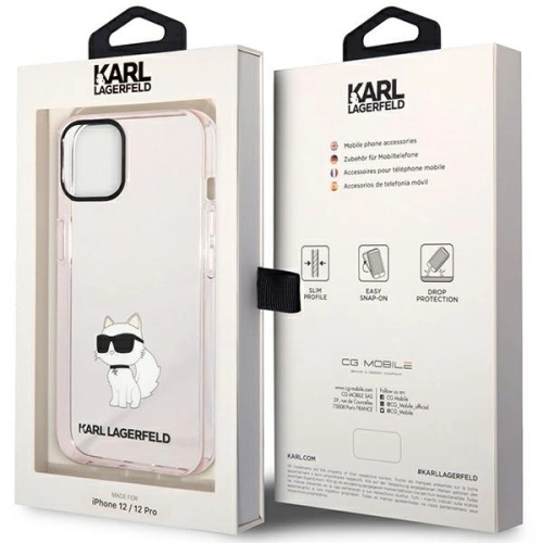 Buy Karl Lagerfeld KLHCP12MHNCHTCP Apple iPhone 12/12 Pro pink hardcase Ikonik Choupette - KLD1476 - {ean13} - Home Screen Store Europe
