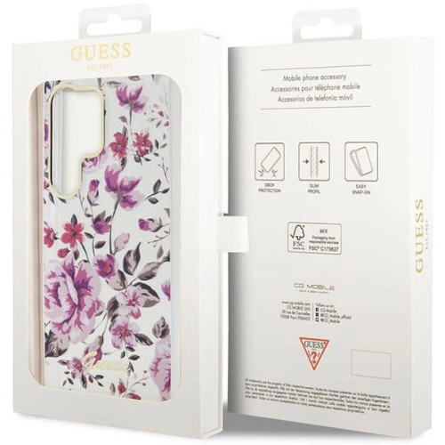 Kup Etui Guess GUHCS23LHCFWST Samsung Galaxy S23 Ultra alb/white hardcase Flower Collection - GUE2406 - {ean13} - Sklep Home Screen