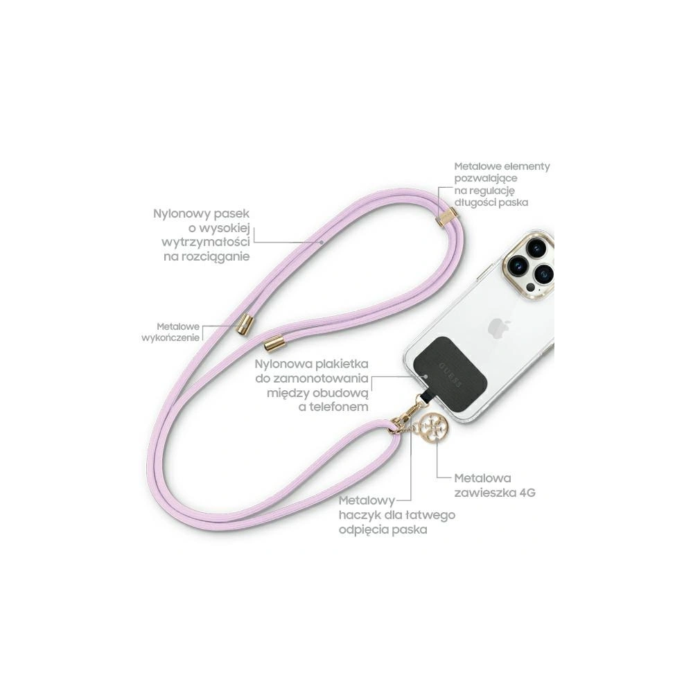 Pasek Guess GUUCNMG4EU Universal CBDY Cord lilak/lilac