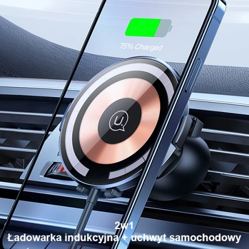 Kup Upevnění do auta s bezdrátovou nabíječkou USAMS US-CD164 15W 2w1 Magnetic Air Vent transparentní - USA879 - {ean13} - Sklep Home Screen