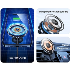 Buy USAMS US-CD164 15W 2w1 Magnetic Air Vent Car Holder with Wireless Charger transparent - USA879 - {ean13} - Home Screen Store Europe