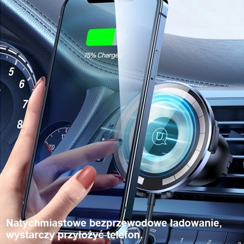 Kup Upevnění do auta s bezdrátovou nabíječkou USAMS US-CD164 15W 2w1 Magnetic Air Vent transparentní - USA879 - {ean13} - Sklep Home Screen