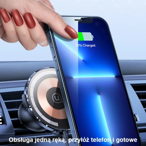 Kup Upevnění do auta s bezdrátovou nabíječkou USAMS US-CD164 15W 2w1 Magnetic Air Vent transparentní - USA879 - {ean13} - Sklep Home Screen