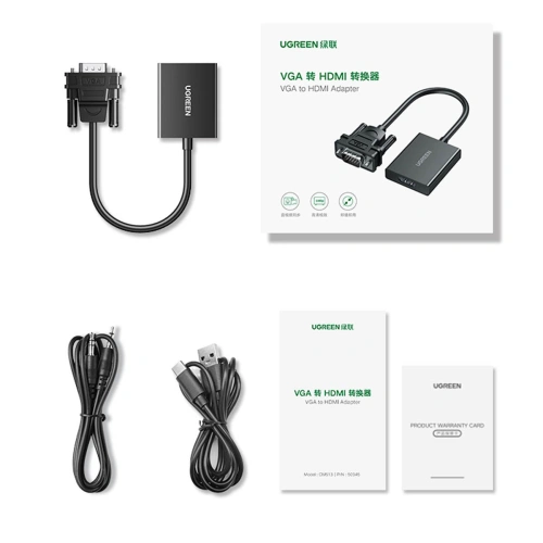Kup Kabel adaptér VGA Ugreen (samec) - HDMI (samice) 0.15m černý (CM513) - UGR1443 - {ean13} - Sklep Home Screen