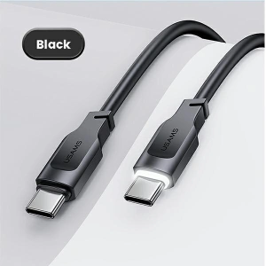 Kabel USAMS USB-C na USB-C PD Fast Charging 1,2m 100W Lithe Series czarny SJ567USB01(US-SJ567)