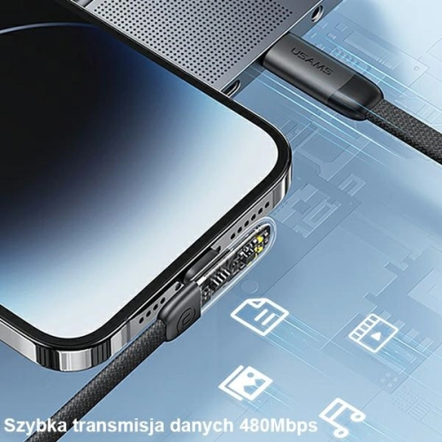 Kup Cablul unghiular USAMS USB-A/USB-C PD 6A 66W Iceflake Series 1,2m alb SJ585USB02 (US-SJ585) - USA888 - {ean13} - Sklep Home Screen