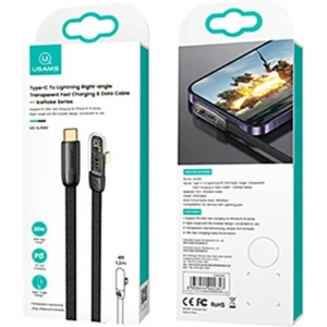 Eckkabel USAMS USB-C/Lightning PD 20W Iceflake Serie 2m schwarz SJ586USB01 (US-SJ586)