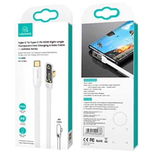 Kup Kabel kątowy USAMS USB-C - USB-C PD 100W Iceflake Series 1,2m biały/white SJ584USB02 (US-SJ584) - USA894 - {ean13} - Sklep Home Screen