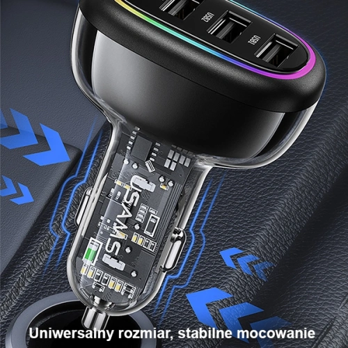 Buy USAMS Car Charger 1xUSB-C 3xUSB-A C34 48W 3A+C PD black CC170CC01 (US-CC170) - USA900 - {ean13} - Home Screen Store Europe