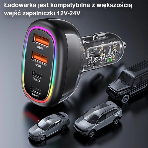 Kup Ładowarka Samochowoa USAMS 1xUSB-C 3xUSB-A C34 48W 3A+C PD czarna CC170CC01 (US-CC170) - USA900 - {ean13} - Sklep Home Screen