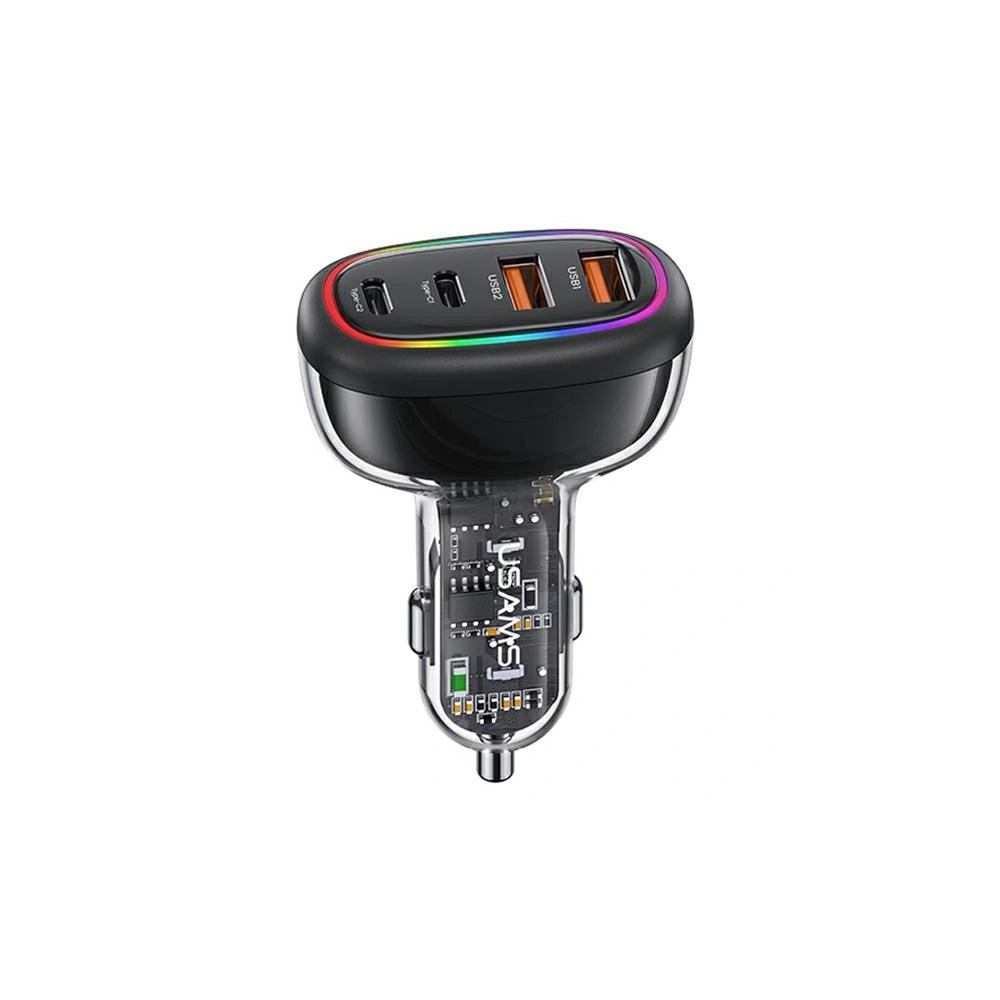 Ładowarka Samochodowa USAMS 2xUSB-C 2xUSB-A C34 120W czarna CC169CC02 (US-CC169)