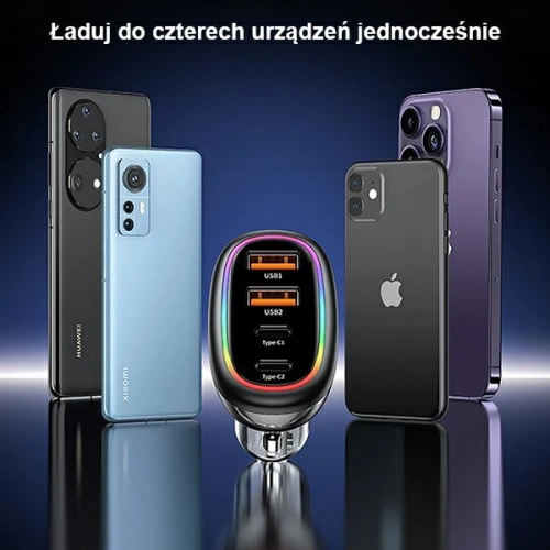 Kup USAMS Autós Töltő 2xUSB-C 2xUSB-A C34 120W fekete CC169CC02 (US-CC169) - USA902 - {ean13} - Sklep Home Screen