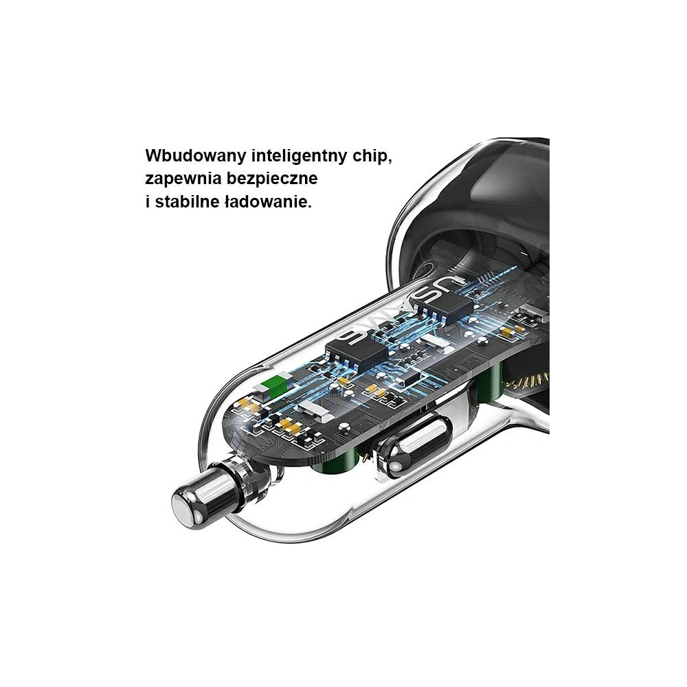 Ładowarka Samochodowa USAMS 2xUSB-C 2xUSB-A C34 120W czarna CC169CC02 (US-CC169)