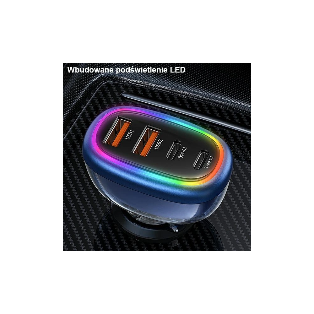 Ładowarka Samochodowa USAMS 2xUSB-C 2xUSB-A C34 120W czarna CC169CC02 (US-CC169)