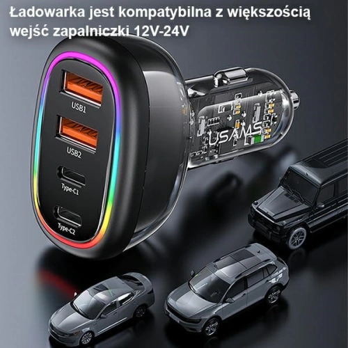 Kup USAMS Autós Töltő 2xUSB-C 2xUSB-A C34 120W fekete CC169CC02 (US-CC169) - USA902 - {ean13} - Sklep Home Screen