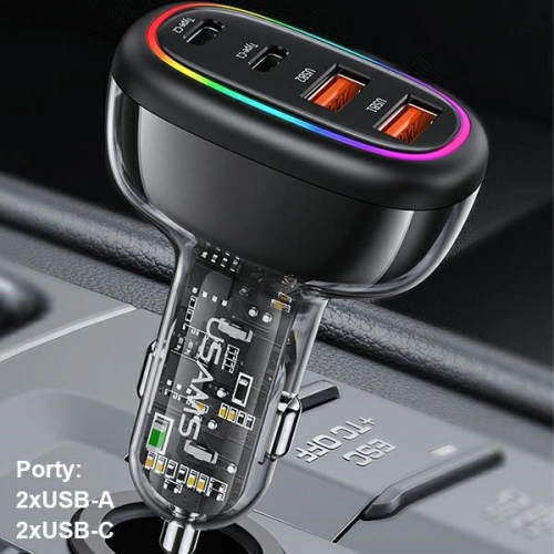 Kup Ładowarka Samochodowa USAMS 2xUSB-C 2xUSB-A C34 120W niebieska CC169CC01 (US-CC169) - USA903 - {ean13} - Sklep Home Screen