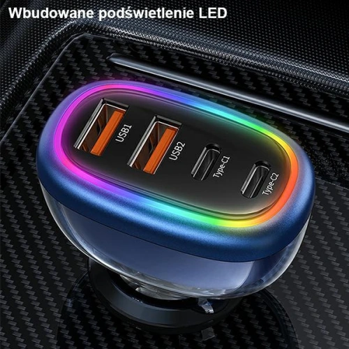 Kup Ładowarka Samochodowa USAMS 2xUSB-C 2xUSB-A C34 120W niebieska CC169CC01 (US-CC169) - USA903 - {ean13} - Sklep Home Screen