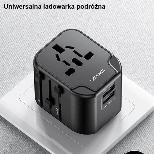 Kup Încărcător de rețea USAMS 2xUSB T55 12W adaptor universal 4 în 1 US/AU/EU/UK negru CC173TC01 (US-CC173) - USA904 - {ean13} - Sklep Home Screen