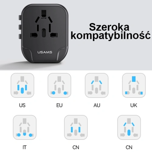 Kup Încărcător de rețea USAMS 2xUSB T55 12W adaptor universal 4 în 1 US/AU/EU/UK negru CC173TC01 (US-CC173) - USA904 - {ean13} - Sklep Home Screen