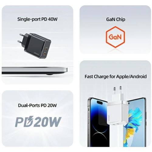 Kup Încărcător de rețea USAMS 2xUSB-C T54 40W PD negru CC172TC01 (US-CC172) - USA905 - {ean13} - Sklep Home Screen