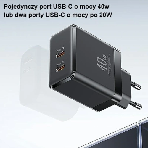 Kup Încărcător de rețea USAMS 2xUSB-C T54 40W PD negru CC172TC01 (US-CC172) - USA905 - {ean13} - Sklep Home Screen