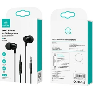 Buy USAMS Wired Earphones EP-47 3.5mm black 1.2m HSEP4701 (US-SJ594) - USA910 - {ean13} - Home Screen Store Europe