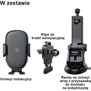 Kup Automobilní držák s indukčním nabíjením USAMS US-CD187 15W na sklo/na palubní desku černý CD187ZJ01 - USA912 - {ean13} - Sklep Home Screen