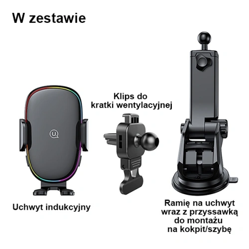 Buy USAMS US-CD187 15W Car Dashboard/Windshield Mount With Wireless Charger Built In Black CD187ZJ01 - USA912 - {ean13} - Home Screen Store Europe