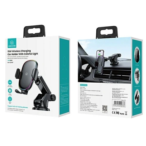 Buy USAMS US-CD187 15W Car Dashboard/Windshield Mount With Wireless Charger Built In Black CD187ZJ01 - USA912 - {ean13} - Home Screen Store Europe