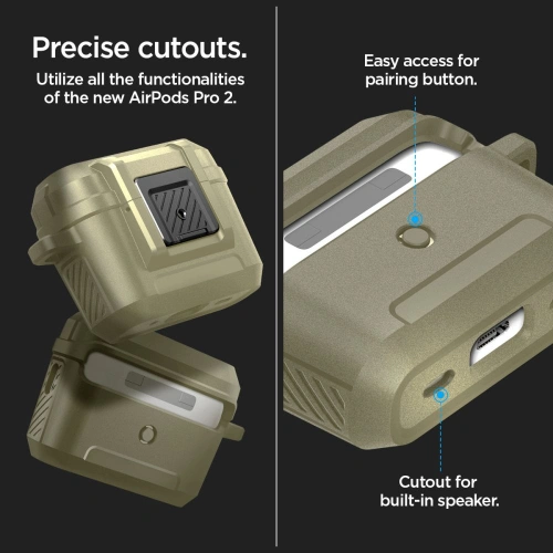 Kup Case Spigen Lock Fit Apple AirPods Pro 2/1 Vintage Khaki - SPN2767 - {ean13} - Sklep Home Screen