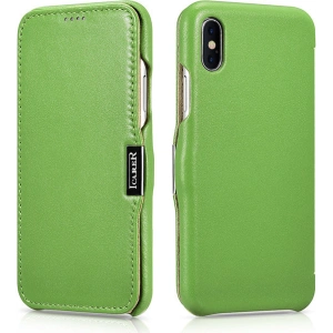 Kup Eui Kožené s klapkou/zavíratelné iCarer Metal Clip Vintage Folio iPhone XS / iPhone X Zelená (RIX02-GN) - ICR483 - {ean13} - Sklep Home Screen