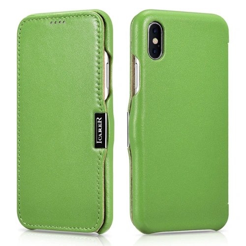 Kup Eui Bőr tok klappal/zárható iCarer Fém Klipsz Vintage Folio iPhone XS / iPhone X Zöld (RIX02-GN) - ICR483 - {ean13} - Sklep Home Screen