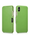 Eui Skórzane z klapką/zamykane iCarer Metal Clip Vintage Folio iPhone XS / iPhone X Zielony (RIX02-GN)