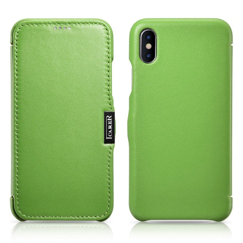 Kup Eui Bőr tok klappal/zárható iCarer Fém Klipsz Vintage Folio iPhone XS / iPhone X Zöld (RIX02-GN) - ICR483 - {ean13} - Sklep Home Screen