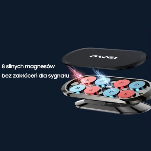 Kup Suport auto magnetic AWEI X20 pentru bord gri metalic - AWEI119 - {ean13} - Sklep Home Screen