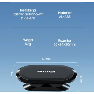 Kup Magnetický automobilový držák AWEI X20 na palubní desku šedý/metalická šedá - AWEI119 - {ean13} - Sklep Home Screen