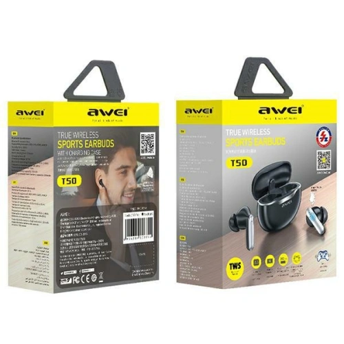 Buy AWEI Earphones Bluetooth 5.3 T50 TWS + stacja dokująca czarny/black - AWEI123 - {ean13} - Home Screen Store Europe