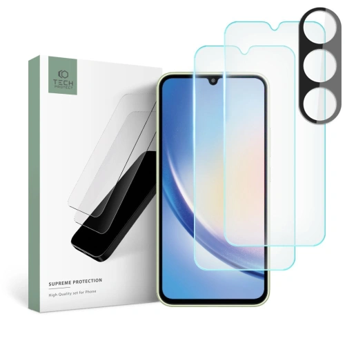 Kup Edzett üveg + fényképezőgép lencsékhez Tech-Protect Supreme Set Samsung Galaxy A34 5G Clear [2+1 PACK] - THP1753 - {ean13} - Sklep Home Screen