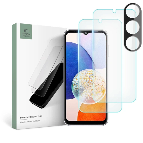 Kup Sticlă temperată + pentru obiectivele aparatului Tech-Protect Supreme Set Samsung Galaxy A14 5G Clear [2+1 PACK] - THP1754 - {ean13} - Sklep Home Screen