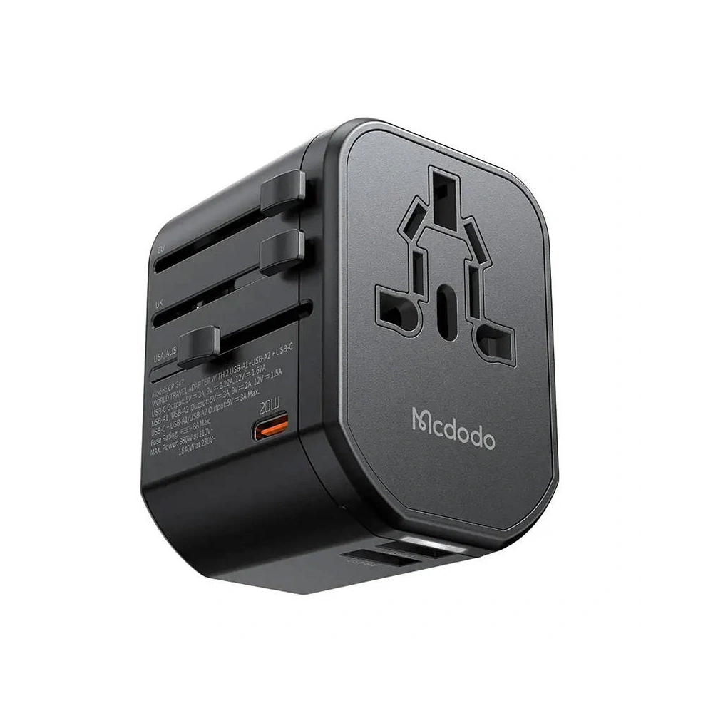 Uniwersalna ładowarka sieciowa EU/US/AU/UK Mcdodo CP-3471, PD 20W (czarna)
