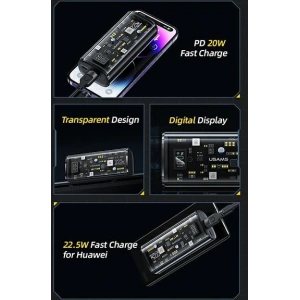 Powerbank USAMS 9000mAh PD 20W QC3.0+PD Dual-Port Fast Charge biały/white (US-CD189)